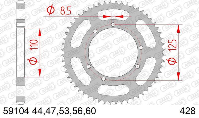 AFAM Kettenkit 428R1 12/60 Standard - Standard Kettenrad