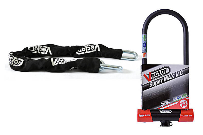VECTOR Diebstahlschutz-Set mit Kette 1.30m + MC Super MAX XXXL Diebstahlschutz U - SRA / ART zertifiziert