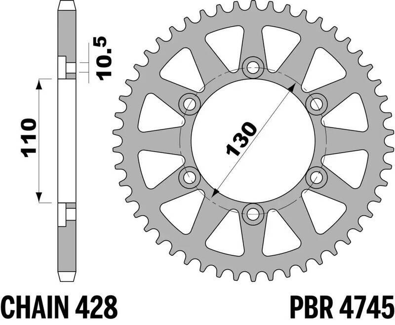 EK/PBR Kettenkit 428 ZVX - 16/56-132 - Standard Kettenrad Stahl