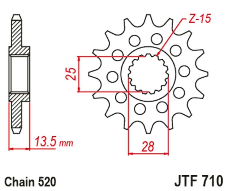 EK/JT Kettenkit 520SRX2 16/43-110 - standard Kettenrad