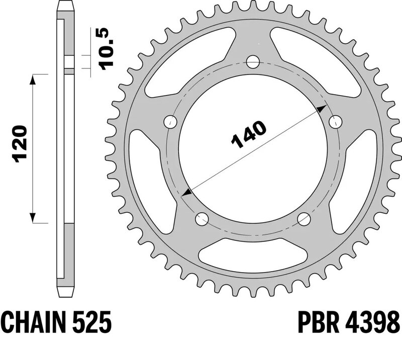 EK/PBR Kettenkit 525 ZVX3 - 17/42-112 - Standard Kettenrad Stahl