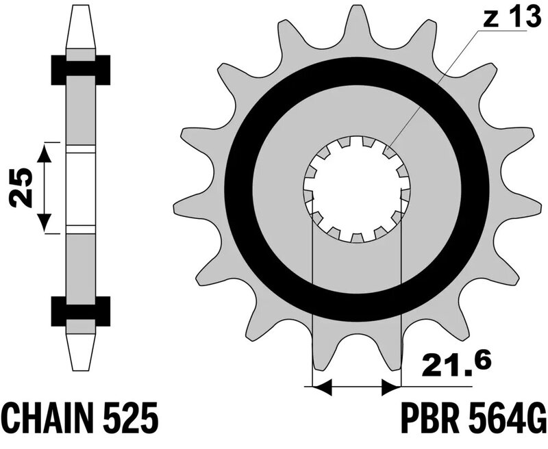 EK/PBR Kettenkit 525 ZVX3 - 17/42-112 - Standard Kettenrad Stahl