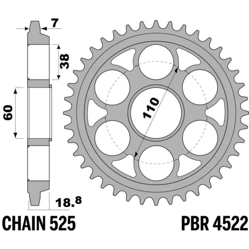 EK/PBR Kettenkit 525 MVXZ2 - 15/38-102 - Kettenrad Stahl verstärkt