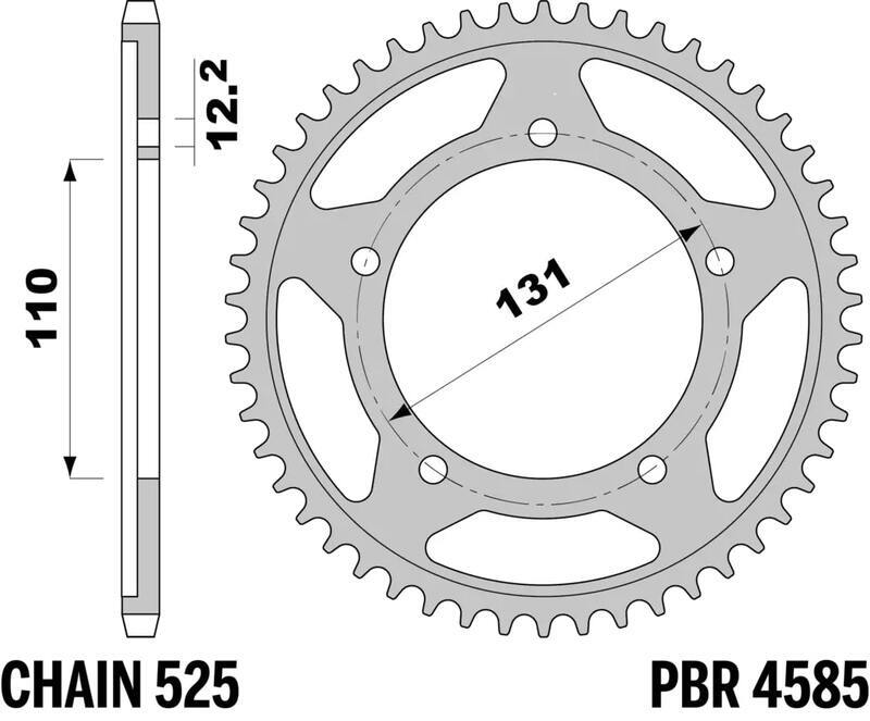 EK/PBR Kettenkit 525 SRX2 - 17/45-128 - Kettenrad Stahl verstärkt