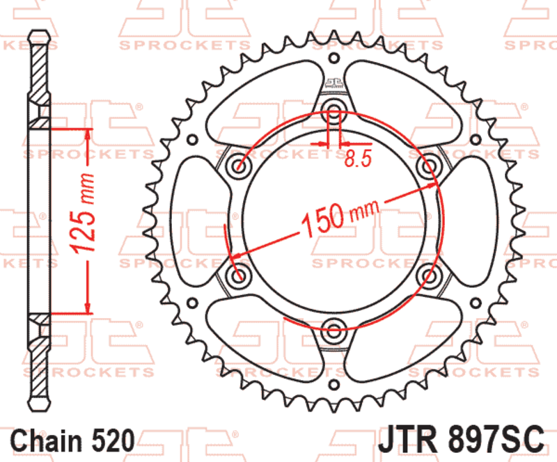 EK CHAIN Kettensatz 520 SRX2 - 15/48-114 - Kettenrad Stahl selbstreinigend
