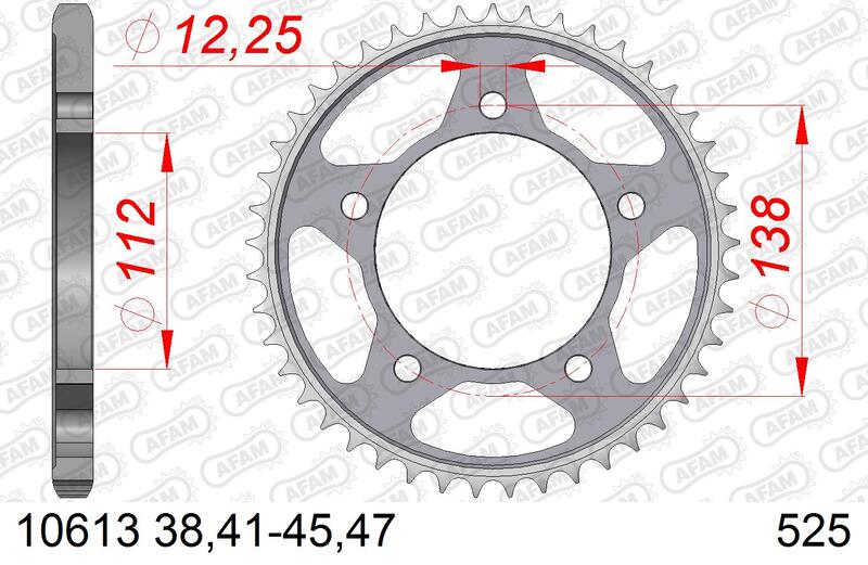 AFAM Kettensatz 525 XHR3 - 15/45-124 - Kettenrad Stahl Standard