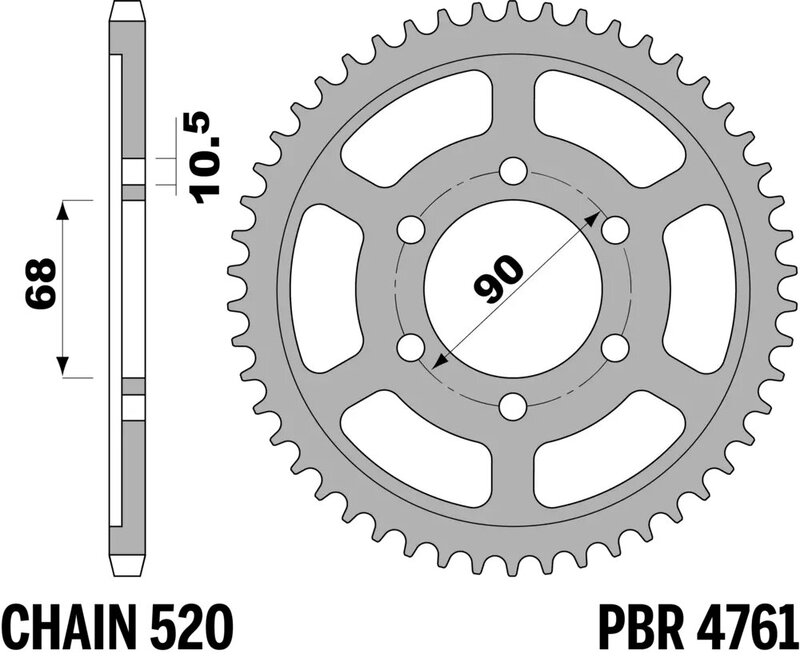 EK CHAIN Kettensatz 520 SRX2 - 14/36-108 - Kettenrad Stahl Standard