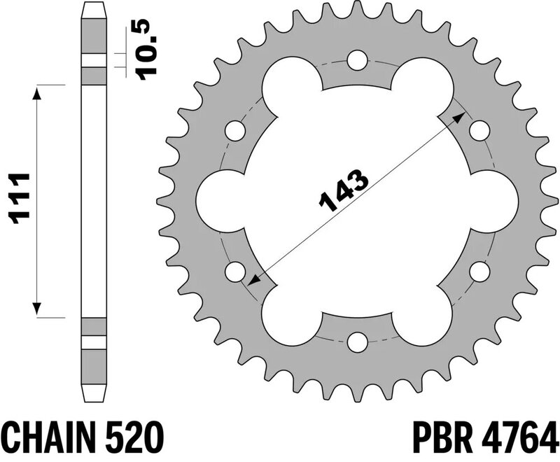 EK CHAIN Kettensatz 520 SRX2 - 15/42-104 - Kettenrad Stahl Standard
