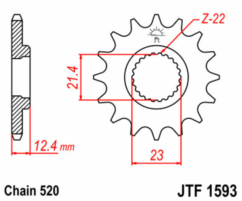 EK CHAIN Kettensatz 520 SRX2 - 14/38-92 - Kettenrad Stahl Standard
