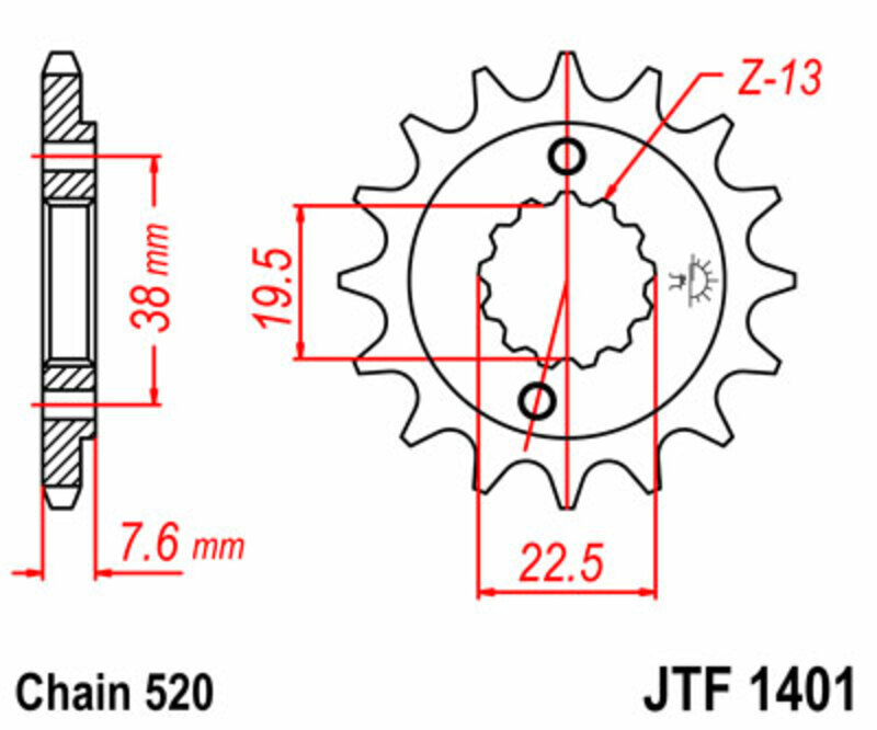 EK CHAIN Kettensatz 520 SRX2 - 14/36-96 - Kettenrad Stahl Standard