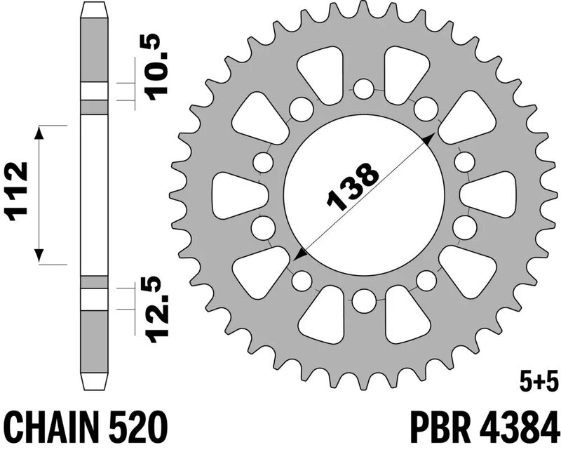 EK CHAIN Kettensatz 520 SRX2 - 17/38-118 - Kettenrad Stahl Standard