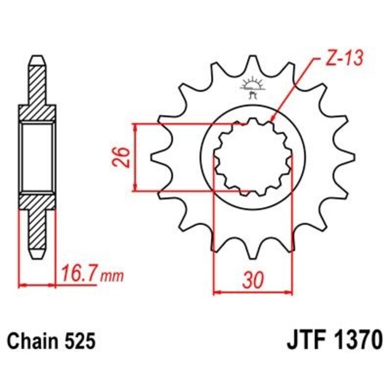 EK/JT Kettenkit 525 MVXZ2 – 16/43-120 – Stahl-Standard-Kettenrad
