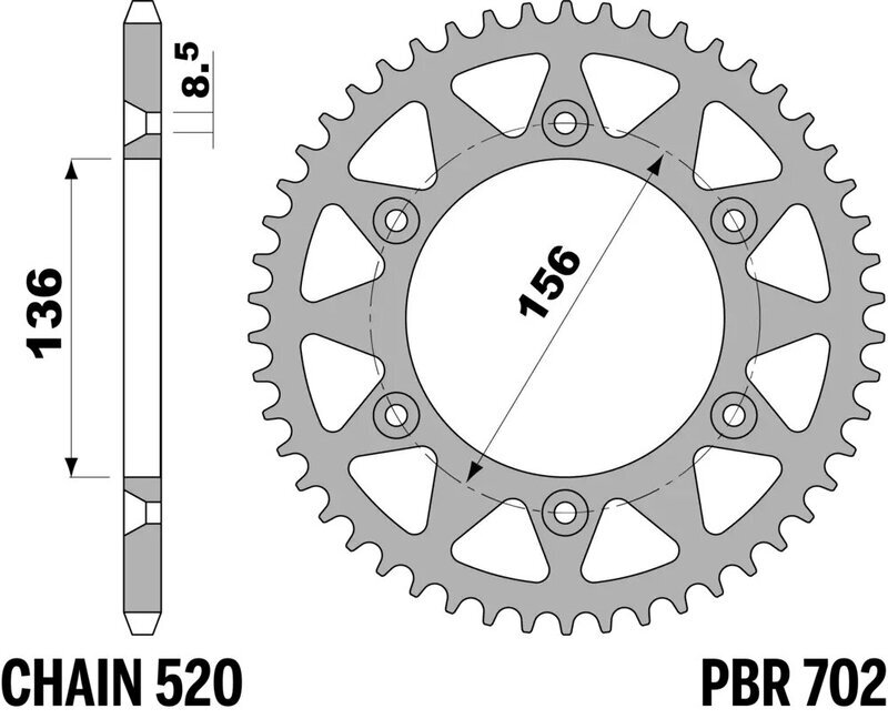 EK/PBR Kettenkit 520 SRX2 - 13/48-112 - Standard Kettenrad Alu