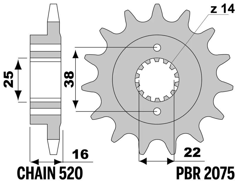 EK/PBR Kettenkit 520 ZVX3 - 15/40-110 - Kettenrad Standard Stahl