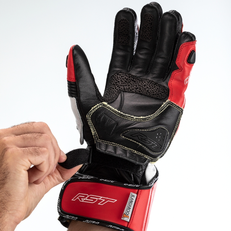 RST TracTech Evo 4 Leder Handschuhe Rot/Weiß/Schwarz Größe M