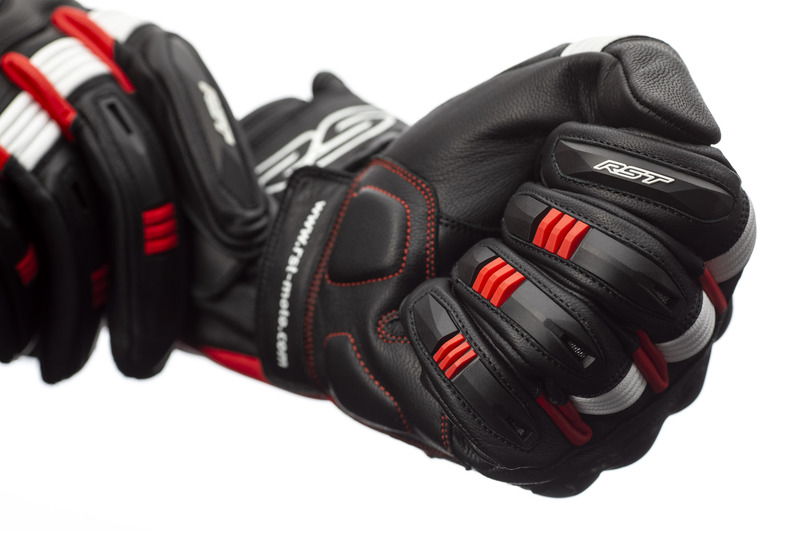 RST Pilot CE Leder Gloves Schwarz/Rot/Weiss Größe S