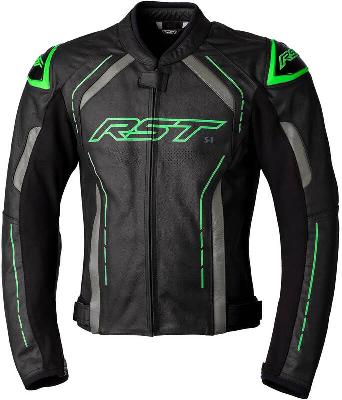 RST S1 CE Lederjacke - Schwarz/Grau/Neon Grün Größe S