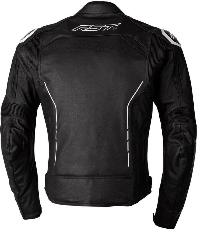 RST S1 CE Lederjacke - Schwarz/Schwarz/Weiß Größe M