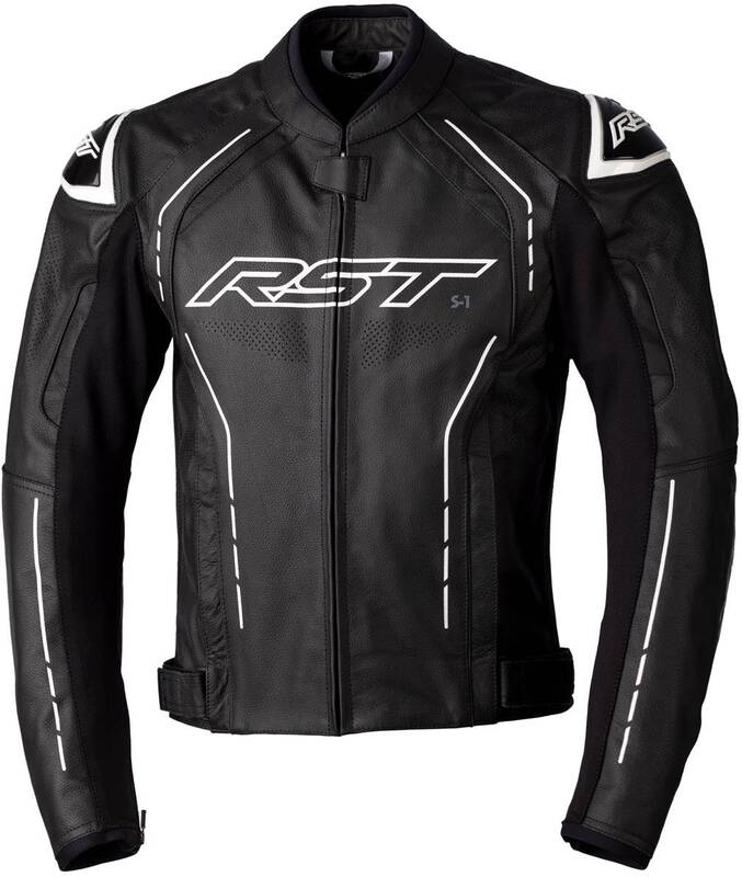 RST S1 CE Lederjacke - Schwarz/Schwarz/Weiß Größe M