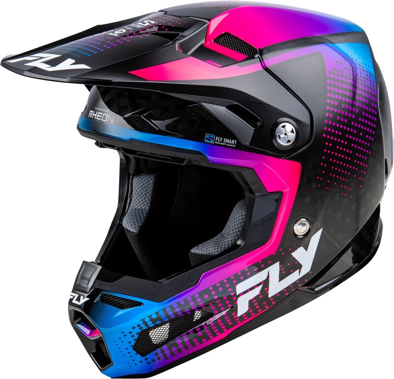 FLY RACING Formula S Carbon Protocol Helm - Schwarz Carbon/Blau/Pink