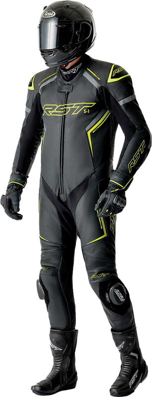 RST S1 D3O Leather Suit - Black/Flo Yellow