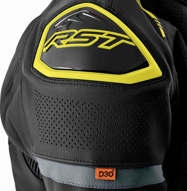 RST S1 D3O Leather Jacket - Black/Neon Yellow